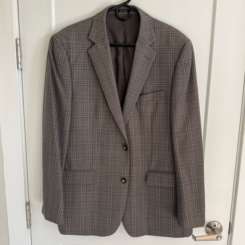 Joseph & Feiss Gold Classic Fit Gray Plaid Sport Coat Blazer